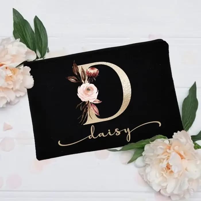 Trousse de maquillage personnalisée avec nom initial