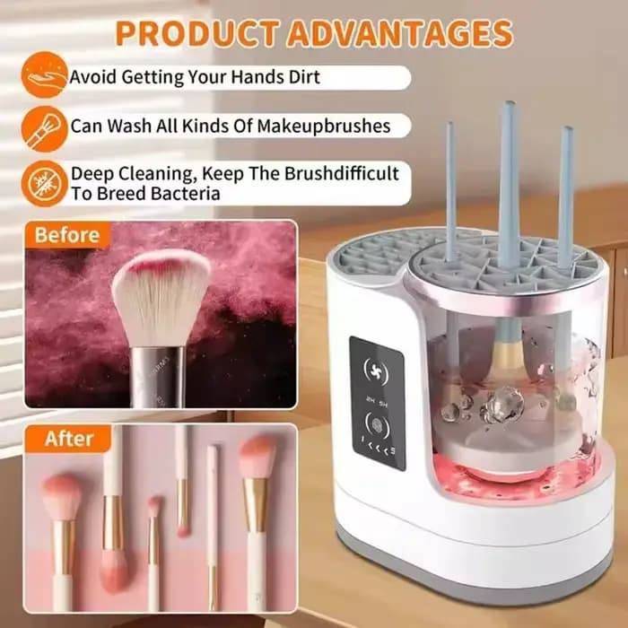 Nettoyeur de pinceaux de maquillage électrique 3 en 1 avec sécheuse
