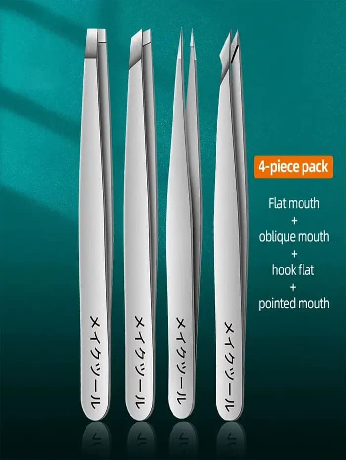 4 ensembles de pinces roses pour le nettoyage quotidien des sourcils, des cils et des moustaches