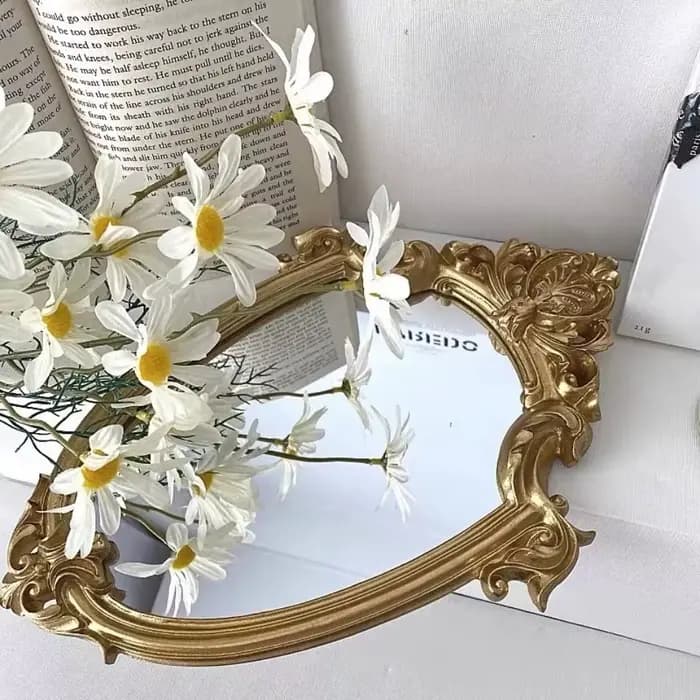 Miroir de maquillage vintage français avec cadre en résine