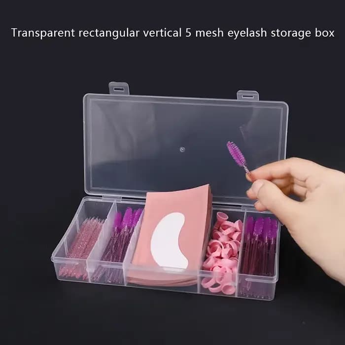 Organisateur d'outils d'extension de cils Vertical à 5 grilles, rectangulaire Transparent avec couve