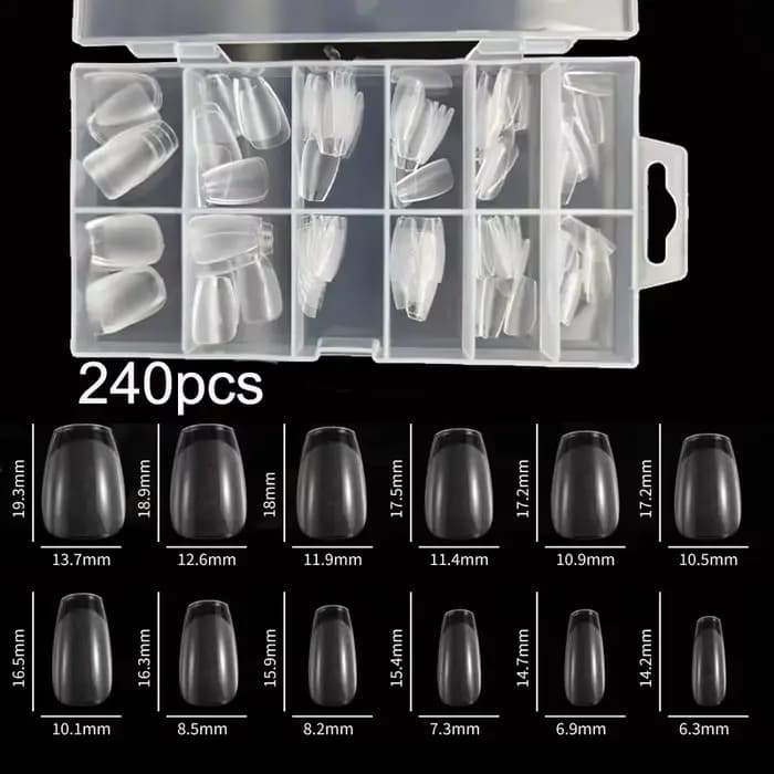 240 pièces/boîte semi-mat XXS amande ongles conseils couverture complète Gel doux faux