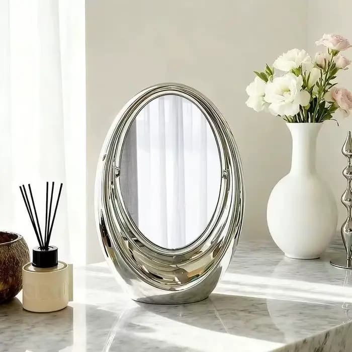Miroir de Maquillage Rotatif Double Face Style Luxe