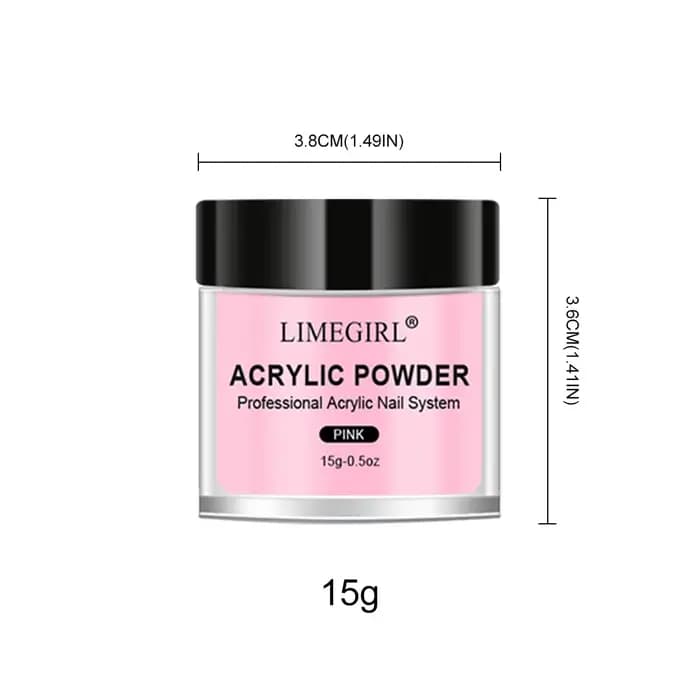 LIMEGIRL 5 couleurs poudre acrylique pour ongles professionnel rose clair blanc nu polymère pour Ext