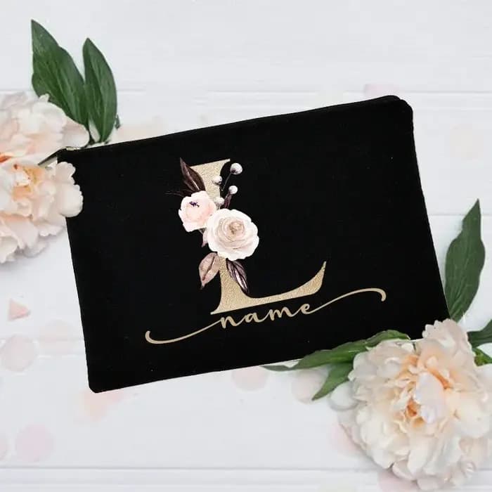 Trousse de maquillage personnalisée avec nom initial