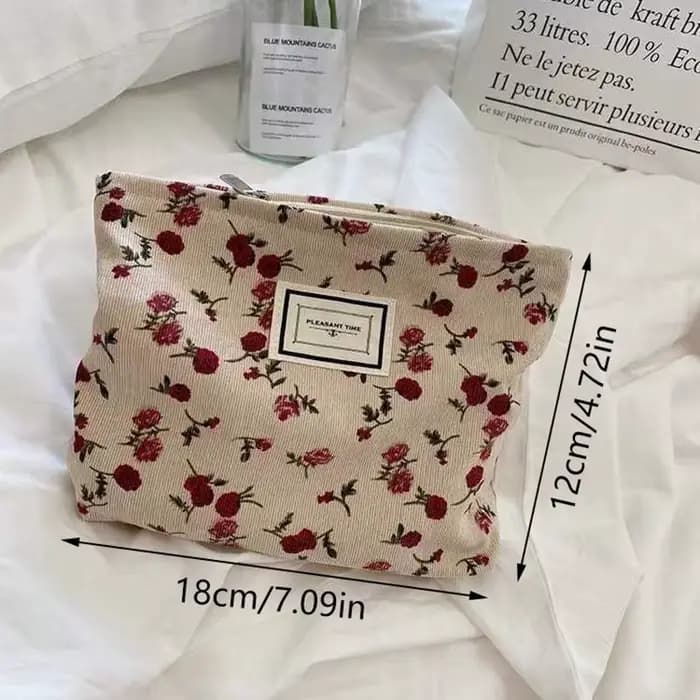 Sac à cosmétiques en velours côtelé pour femmes