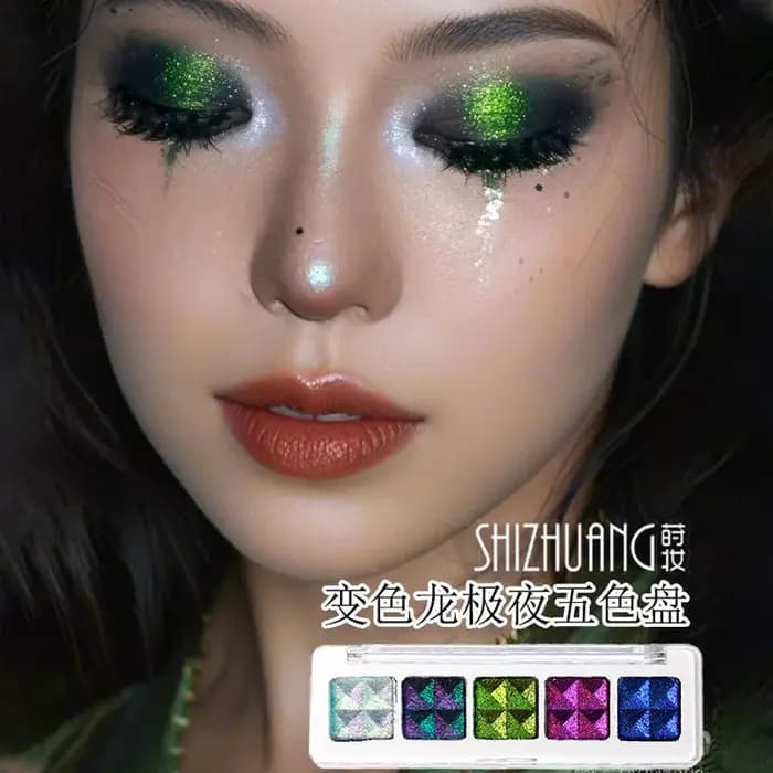 Chameleon extrême nuit cinq couleurs Palette bleu couleur caméléon fard à paupières maquillage créatif scène Look maquil
