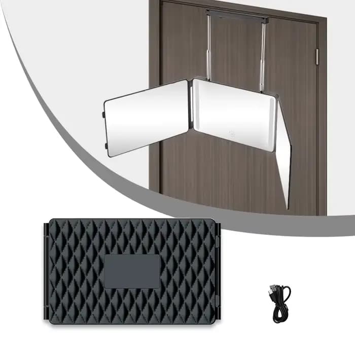 Miroir de coiffure 3 voies 360° avec lumières LED/sans lumière
