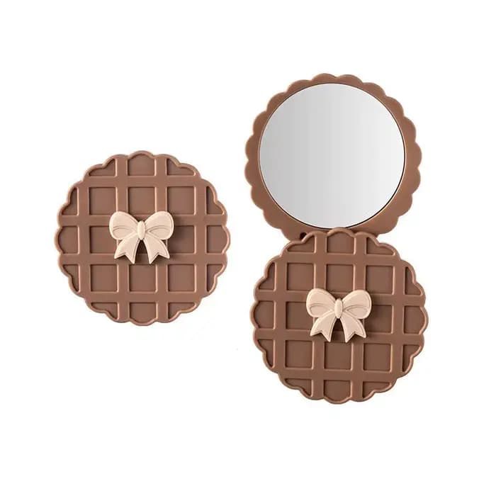 Miroir de maquillage Double face coulissant en forme de gaufre, 1 pièce, Portable, Compact, poche, p