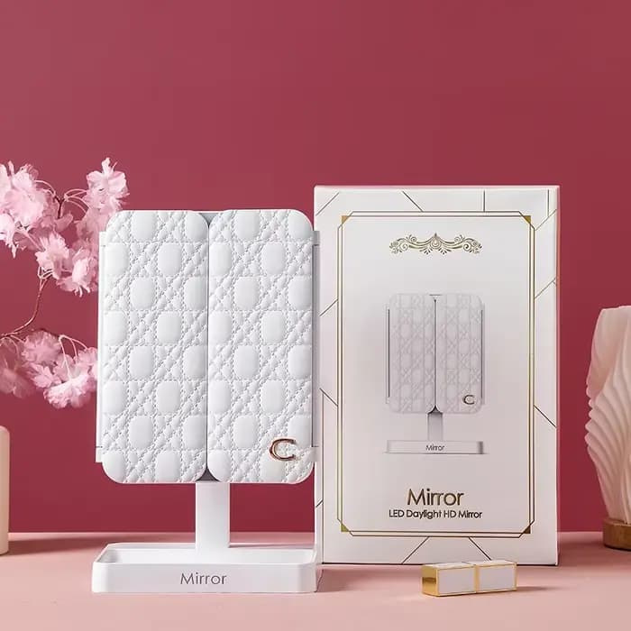 Miroir de maquillage LED à trois volets