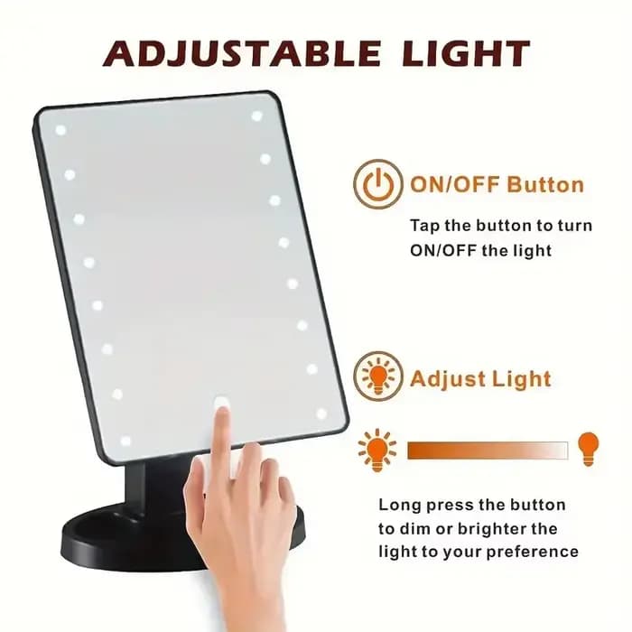 Miroir de maquillage lumineux avec rotation