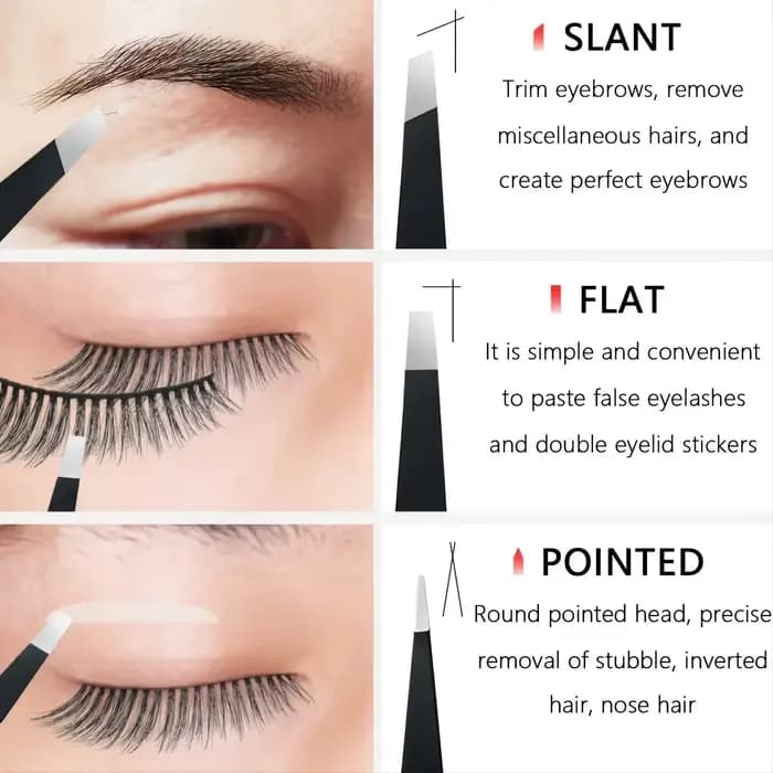 Ensemble de pincettes 3-4 pièces, pincettes à pointe pointue de précision pour sourcils en acier ino