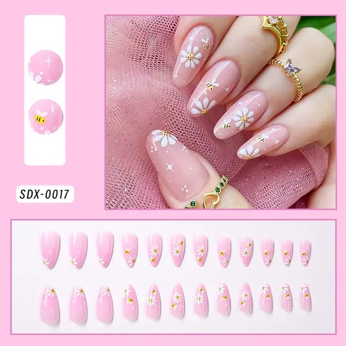 24 faux ongles courts carrés à imprimé léopard rose