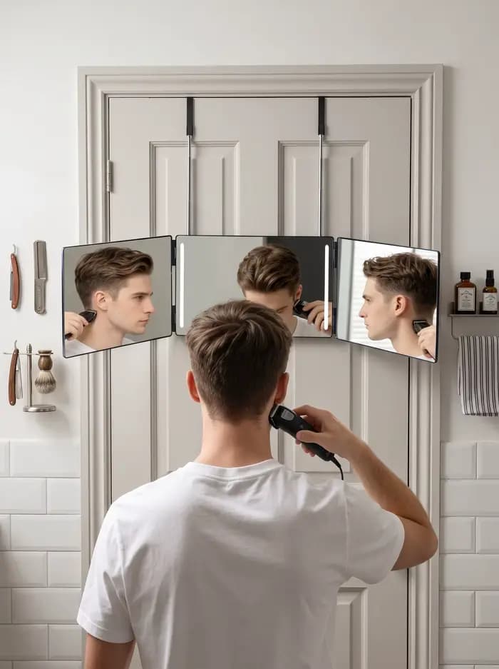 Miroir de coiffure pliable à 3 faces INS, rétractable, à suspendre au mur, pour la vue arrière, outil de coiffure DIY pour salon et usage domestique