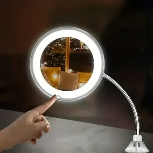 Miroir de maquillage LED avec grossissement 10X et col de cygne flexible