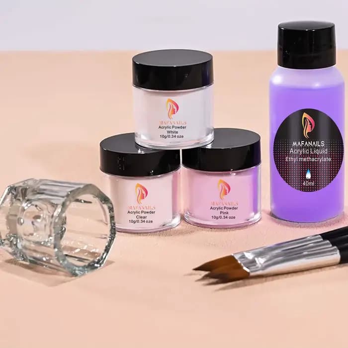 Ensemble de poudre acrylique cristal et monomère liquide, décoration pour manucure, paillettes pour