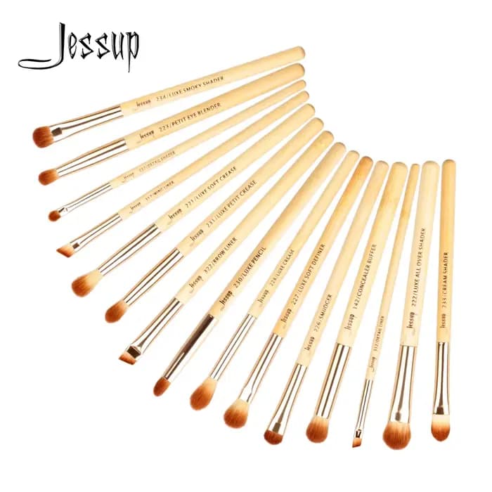 Jessup Pinceau de maquillage professionnel en bambou Beauté Set de pinceaux