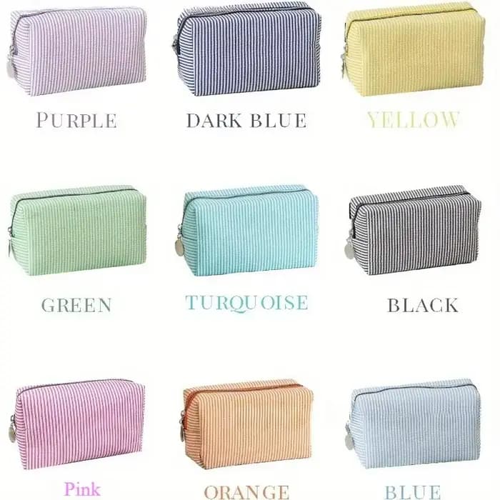 Trousse de toilette rayée personnalisée – Brodée sur mesure