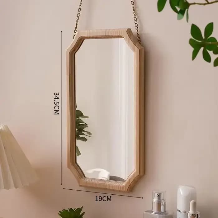 Miroir de maquillage rétro en bois massif, miroir de maquillage mural pour salle de bain, toilettes,