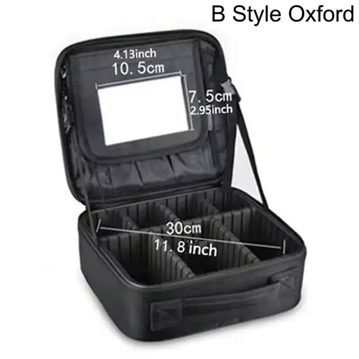 Sac de maquillage de voyage imperméable pour femmes avec miroir, étui de rangement cosmétique profes