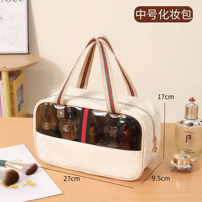 Nouvelle Trousse de Maquillage en Cuir de Haute Qualité, Grande Capacité, Sac à Main Portable, Trous