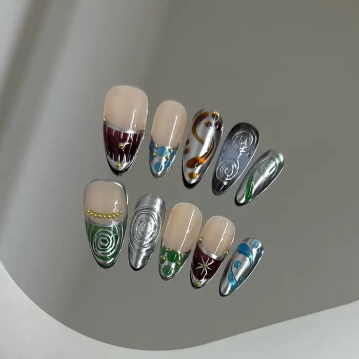 Faux ongles à pression faits à la main Y2k