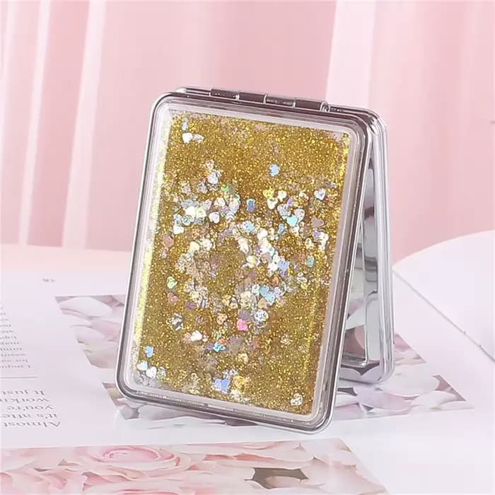 Miroir de maquillage sables mouvants grossissant brillant Bling miroir pliable debout vanité rond ca
