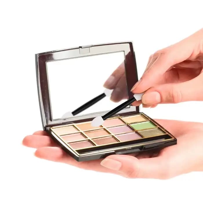 Cuttte 50/100 pièces applicateurs jetables d'éponge d'ombre à paupières double face avec récipient