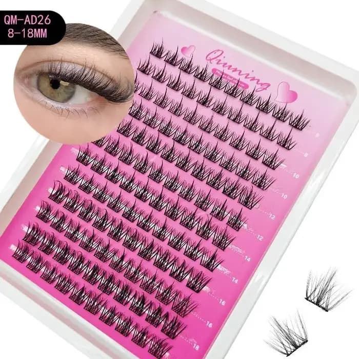 Nouveau Kit de Cils en Grappes Effet Chat avec Colle et Scellant pour Extensions