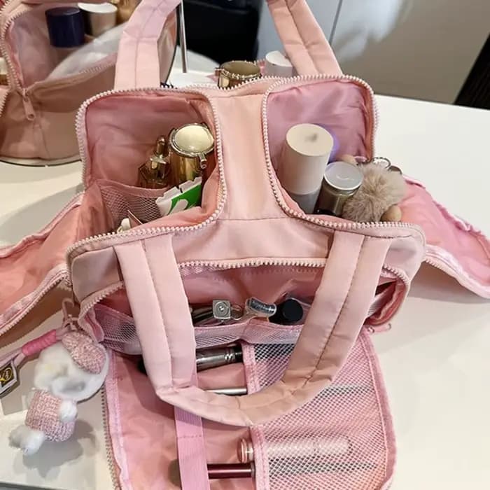 Sac à cosmétiques Kawaii de couleur unie