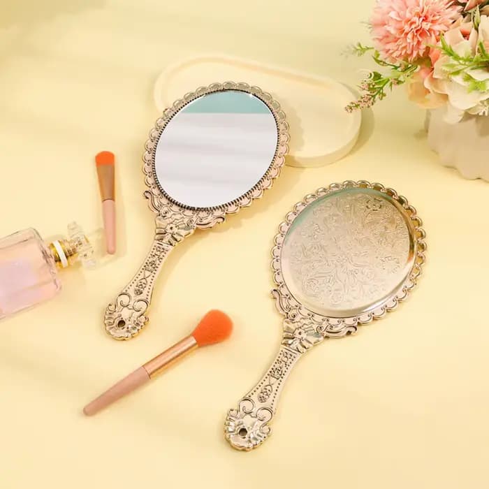 Miroir à main vintage, miroir de maquillage rétro
