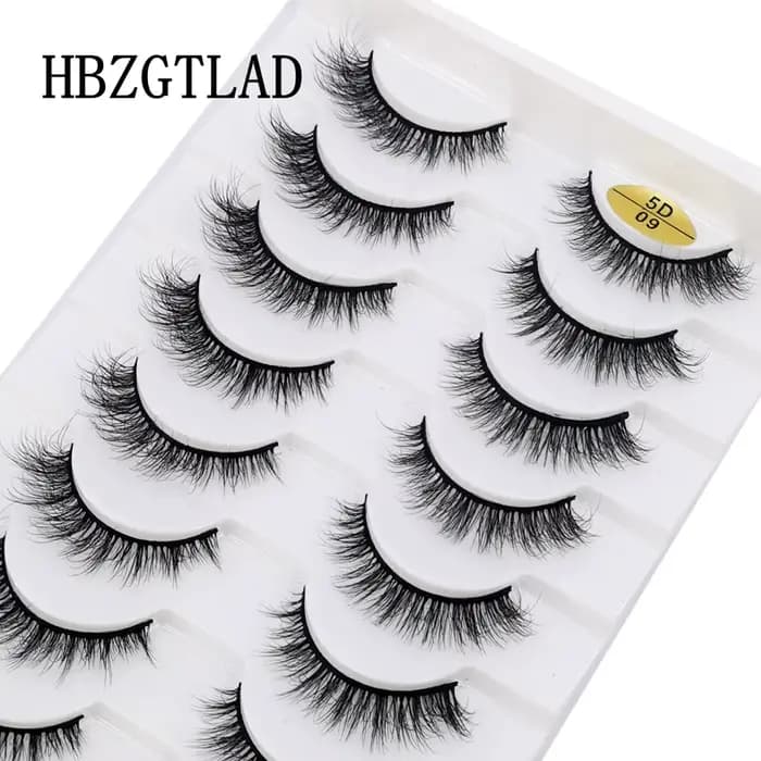 Faux Cils 3D Naturels en Vison, Longs, Doux et Moelleux, Kit de Maquillage, 10 Paires