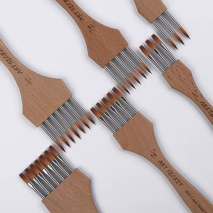 Brosse à Peigne Rond et pio à Dents Multiples, Manche en Nylon, Laine de Bambou, Interconnexion, Fournitures de Peinture Acrylique