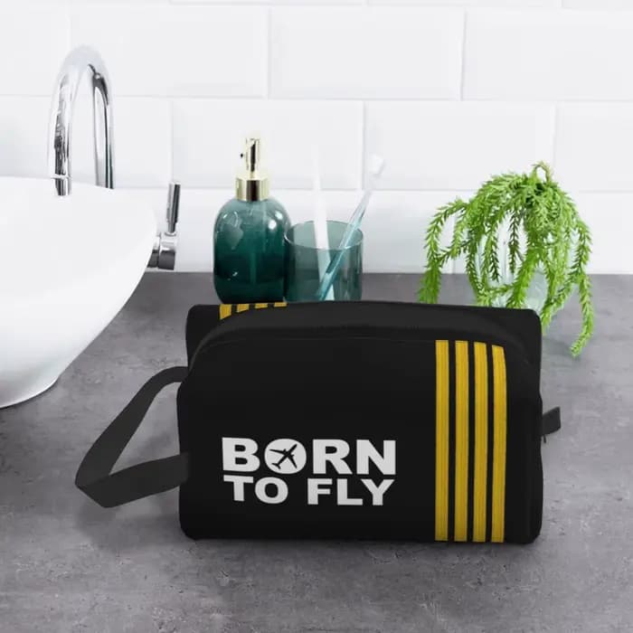 Trousse de toilette personnalisée Born To Fly Captain Stripes