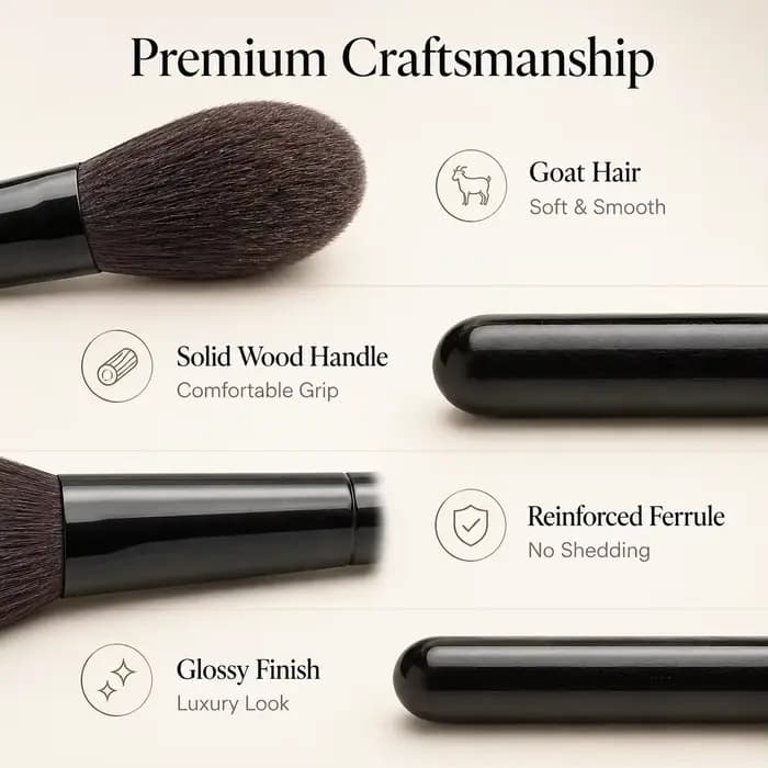 Ensemble de pinceaux de maquillage professionnels - Poils synthétiques doux et moelleux pour le fond de teint