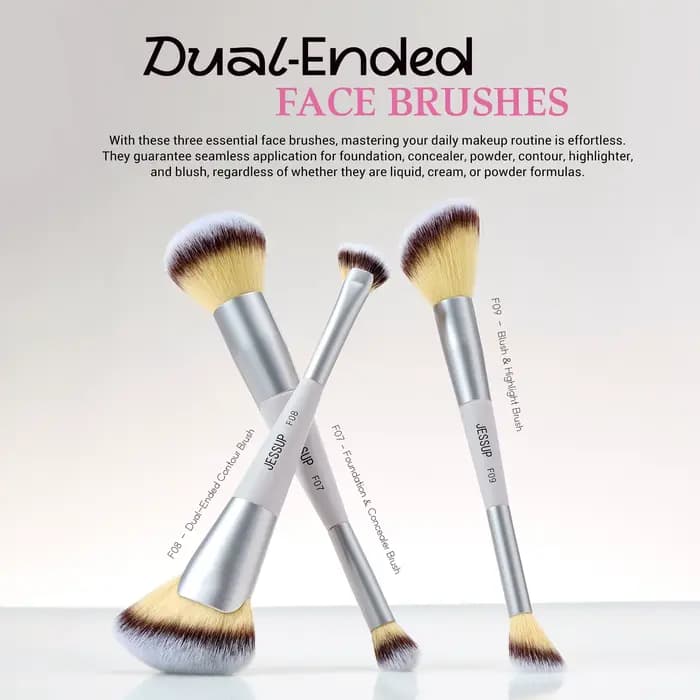 Jessup – ensemble de pinceaux de maquillage, 3/7 pièces, fond de teint synthétique à double extrémit