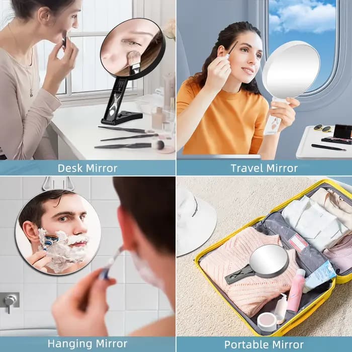 Miroir grossissant 10X pour le voyage avec poignée