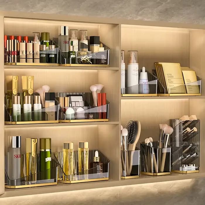 Organisateur de maquillage de luxe pour bureau et salle de bain