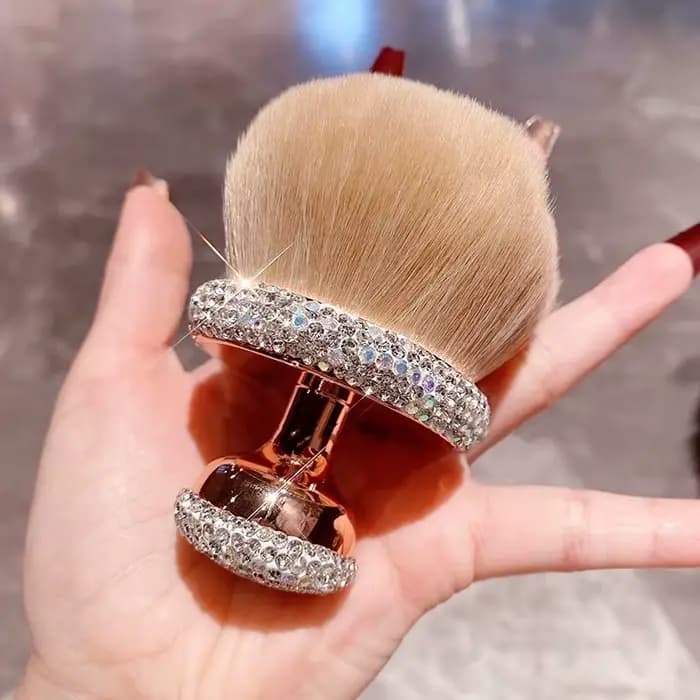 Pinceau à poudre libre de luxe de grande taille, incrustation de diamants artificiels, doux et délic